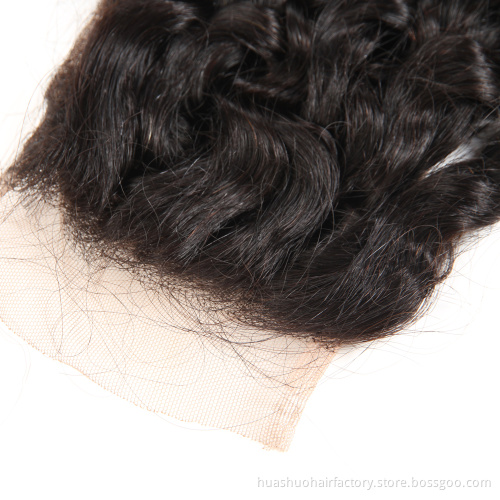 Wholesale Unprocessed Virgin Hidden Knots Indian Real Hair Three Way Part 5X5 6X6 7X7 Lace Virgin Kinky Curly Closure Bleached